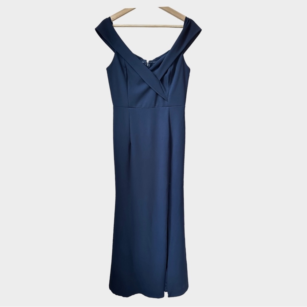 Lulus Song of Love Off the Shoulder Maxi Dress, Navy, L